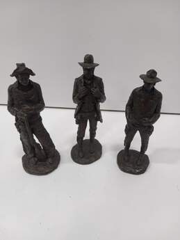 Set of 3 Vintage Michael Garman Western Cowboy Art Sculptures