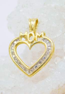 10k Yellow Gold Mom Heart Diamond Accent Pendant 1.9g alternative image