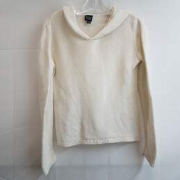 Eileen Fisher ivory knit pullover hoodie petite M