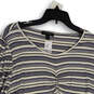 NWT Womens Multicolor Striped V-Neck Long Sleeve Pullover T-Shirt Sz 18/20 image number 3