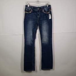 Womens Slim Fit Mid Rise Denim 5 Pocket Design Bootcut Leg Jeans Size 29