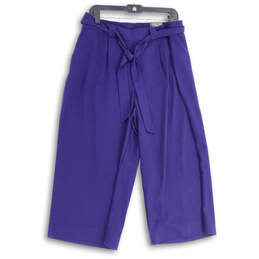 NWT Womens Blue Pleated Belted Welt Pocket Wide Leg Capri Pants Size XL