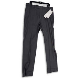 NWT Mens Gray Flat Front Pockets Straight Leg Slim Fit Dress Pants Sz 36x34