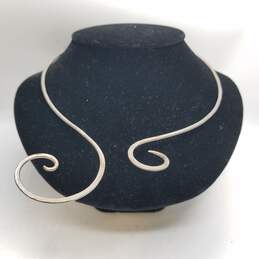 Sterling Silver Hammered Swirl Ends 17" Choker 32.2g