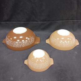 Bundle of Three Brown Floral Pattern Pyrex Bowls