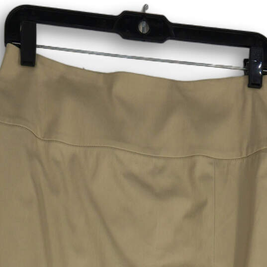 Womens Khaki Flat Front Back Zip Knee Length Straight & Pencil Skirt Size 4 image number 3
