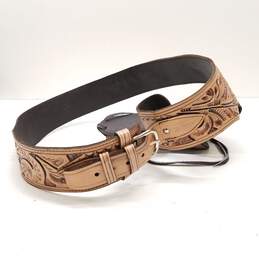 Unbranded Western Leather Cartridge Gun Belt with Holster