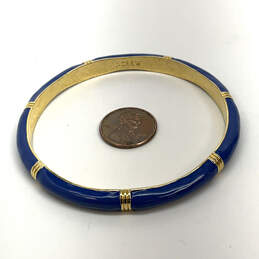Designer J. Crew Gold-Tone Enamel Blue Round Shape Bangle Bracelet