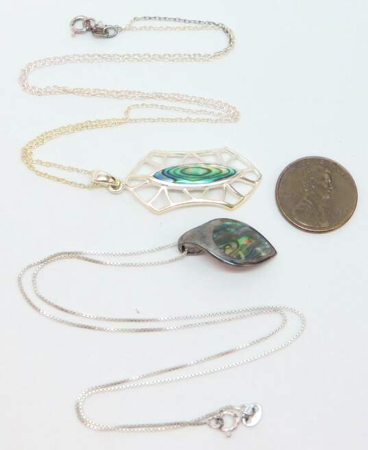 2 - 925 Sterling Silver Abalone Pendant Necklaces image number 7