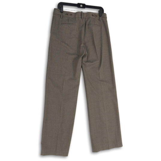 Womens Gray Brown Striped Flat Front Slash Pocket Wide Leg Dress Pants Sz 8 image number 2