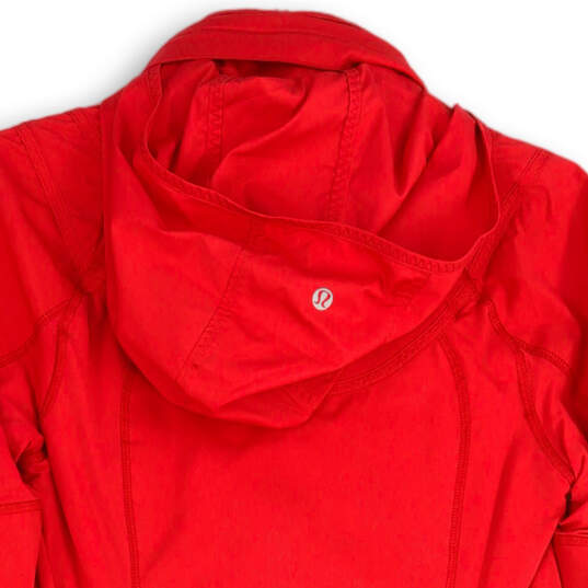 Womens Red Long Sleeve Thumb Hole Hooded Full-Zip Activewear Jacket Size 6 image number 4