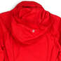 Womens Red Long Sleeve Thumb Hole Hooded Full-Zip Activewear Jacket Size 6 image number 4