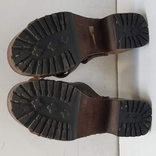 Candies Brown Leather Straps Wooden Sandals Size 6 image number 5