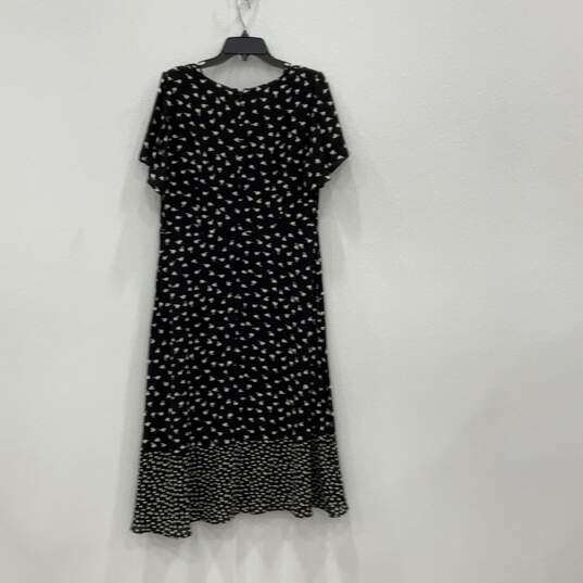 NWT Talbots Womens Black White Short Sleeve Back Zip Midi A-Line Dress Size 12 image number 2