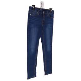 Womens Blue Denim Dark Wash Belt Loops 5 Pocket Skinny Leg Jeans Size S alternative image