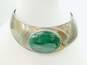 Signed Reve 925 Modernist Malachite Cabochon Tapered Hinged Collar Statement Necklace 104.0g image number 1