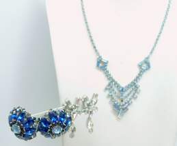 VNTG Blue & White Icy Rhinestone Mid Century Jewelry