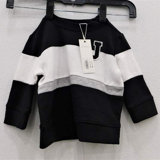 Black White Gray Color Block Letter J Monogram Baby Sweater NWT image number 2