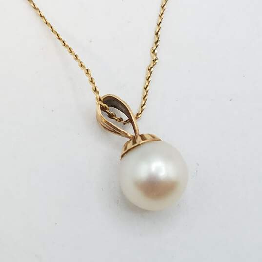 14K Gold FW Pearl Pendant Necklace Damage 2.0g image number 1