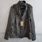 Men's distressed faux leather moto jacket washed black 3XL nwt image number 5