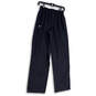 Mens Black Flat Front Elastic Waist Pockets Ankle Zip Track Pants Size SM image number 1