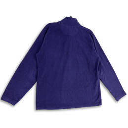 Mens Blue Fleece Mock Neck Long Sleeve 1/4 Zip Pullover Jacket Size L Tall alternative image