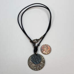 Designer Silpada 925 Sterling Silver Black Leather Pendant Necklace