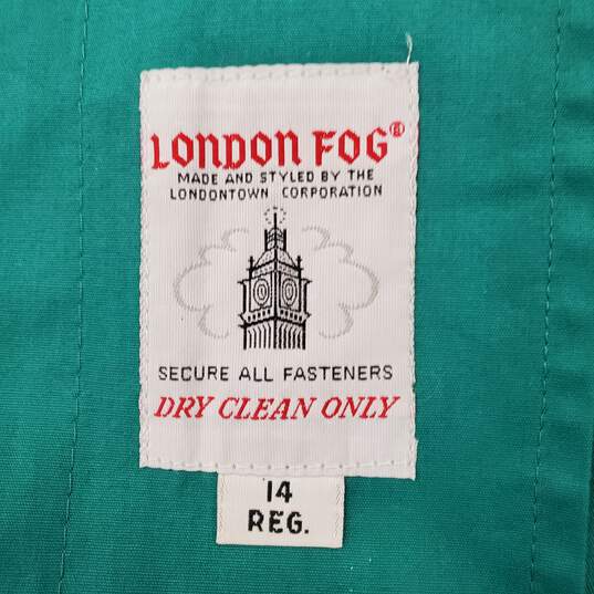 London Fog Women Teal Trench Coat Sz 14R image number 4