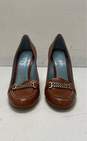 Lambertson Italy Brown Leather Chain Pump Heels Shoes Size 38 image number 3
