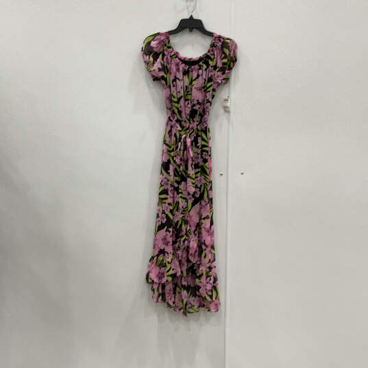 NWT Womens Multicolor Floral Print Short Sleeve Round Neck Maxi Dress Sz XS image number 1