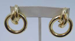 14K Yellow Gold Circle Statement Omega Pierced Earrings 7.6g alternative image