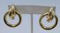 14K Yellow Gold Circle Statement Omega Pierced Earrings 7.6g image number 2