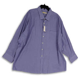 NWT Mens Blue Gingham Long Sleeve Pockets Button-Up Shirt Size 20/34-35 Big