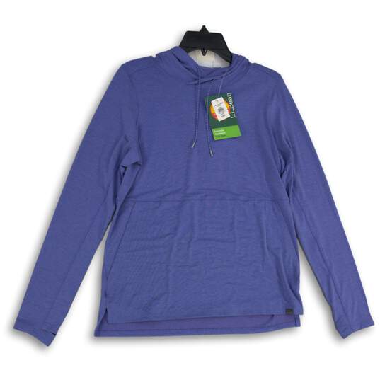 NWT L.L. Bean Womens Blue Hooded Long Sleeve Pullover Activewear Top Size M image number 1