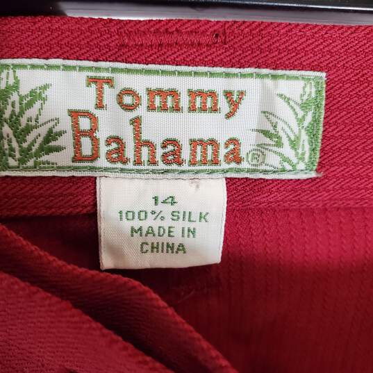 Tommy Bahama Men Red Silk Bermuda Shorts Sz 14 Nwt image number 3