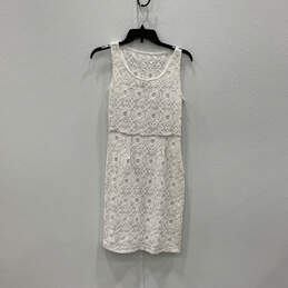 Womens White Sleeveless Floral Pullover Fashionable Sheath Dress Size 2