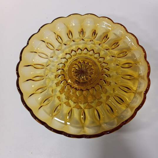 Vintage Amber Glass Pedestal Cake Plate image number 2