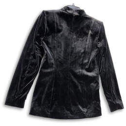 Womens Black Velvet Long Sleeve Pockets Single Breasted Blazer Size 4 alternative image