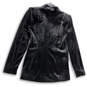 Womens Black Velvet Long Sleeve Pockets Single Breasted Blazer Size 4 image number 2