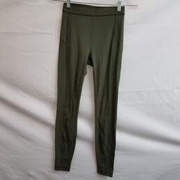 Lululemon olive green metallic stripe elastic yoga ankle pants leggings 4