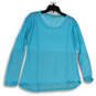 Womens Blue Burnout Long Sleeve Performance Pullover T-Shirt Size Large image number 1