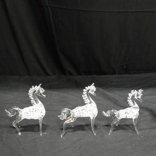 3 Crystal Horse Figurines image number 2