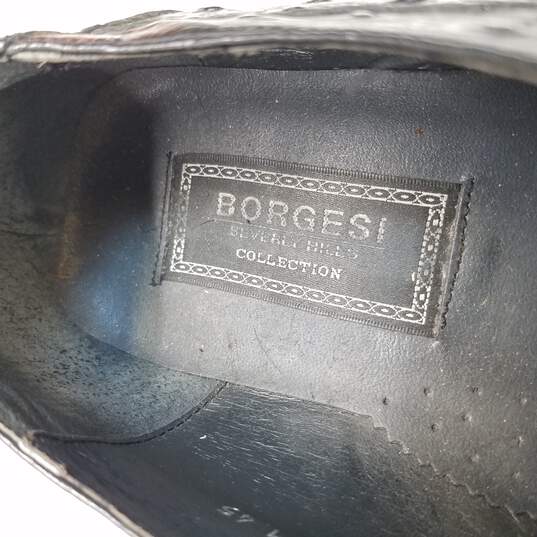 Borgesi Men's Black Ostrich Leather Derby Shoes Size 45 image number 7