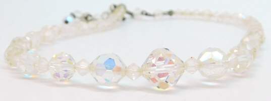 Vintage Clear & Colorful Icy Aurora Borealis Clip-On Earrings Necklace Brooch & Stretch Bracelet 146.1g image number 5