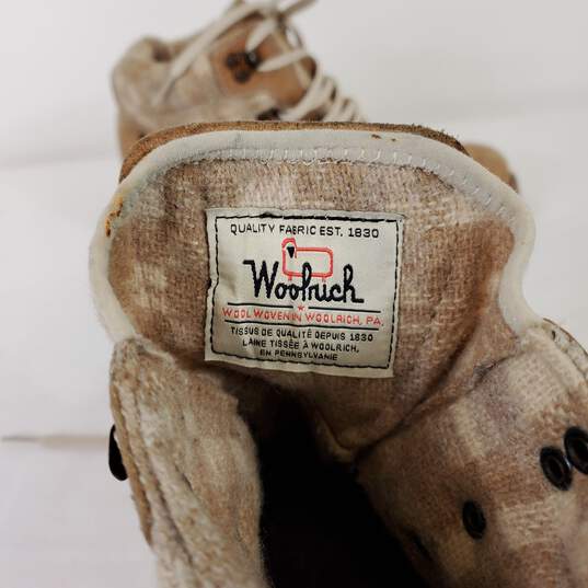 Woolrich Tan Wool Leather Lace Up Ankle Boots Women's Size 9 B image number 7