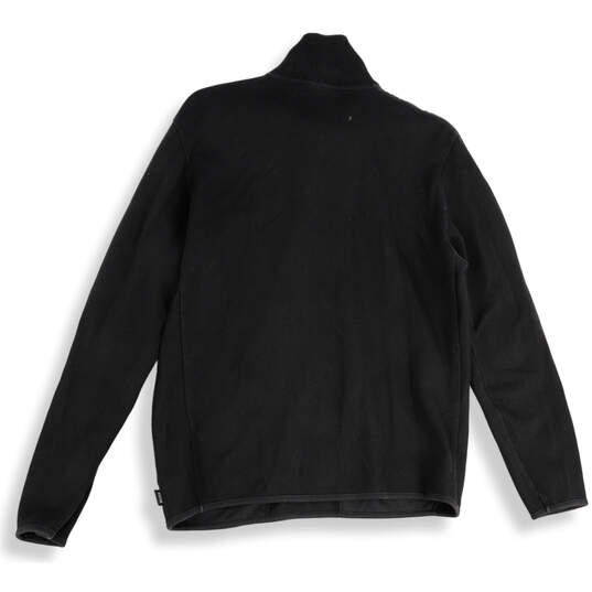 Mens Black Long Sleeve 1/4 Zip Mock Neck Pullover Sweatshirt Size Large image number 2
