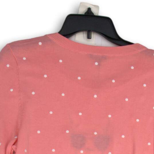NWT Talbots Womens Pink Embroidered Round Neck Long Sleeve Pullover Sweater LP image number 4