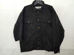 Men's Design Godbody Denim Technology Black Cotton Button Up Jacket Size Large