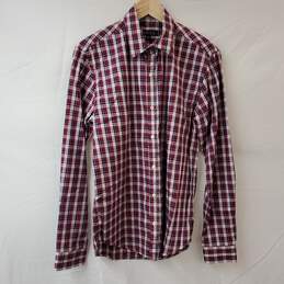 Barneys New York Cotton Plaid LS Button Up Shirt Women's Small