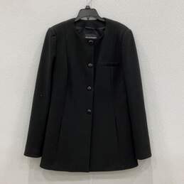 Emporio Armani Womens Black Pockets Long Sleeve Button Front Blazer Size 46